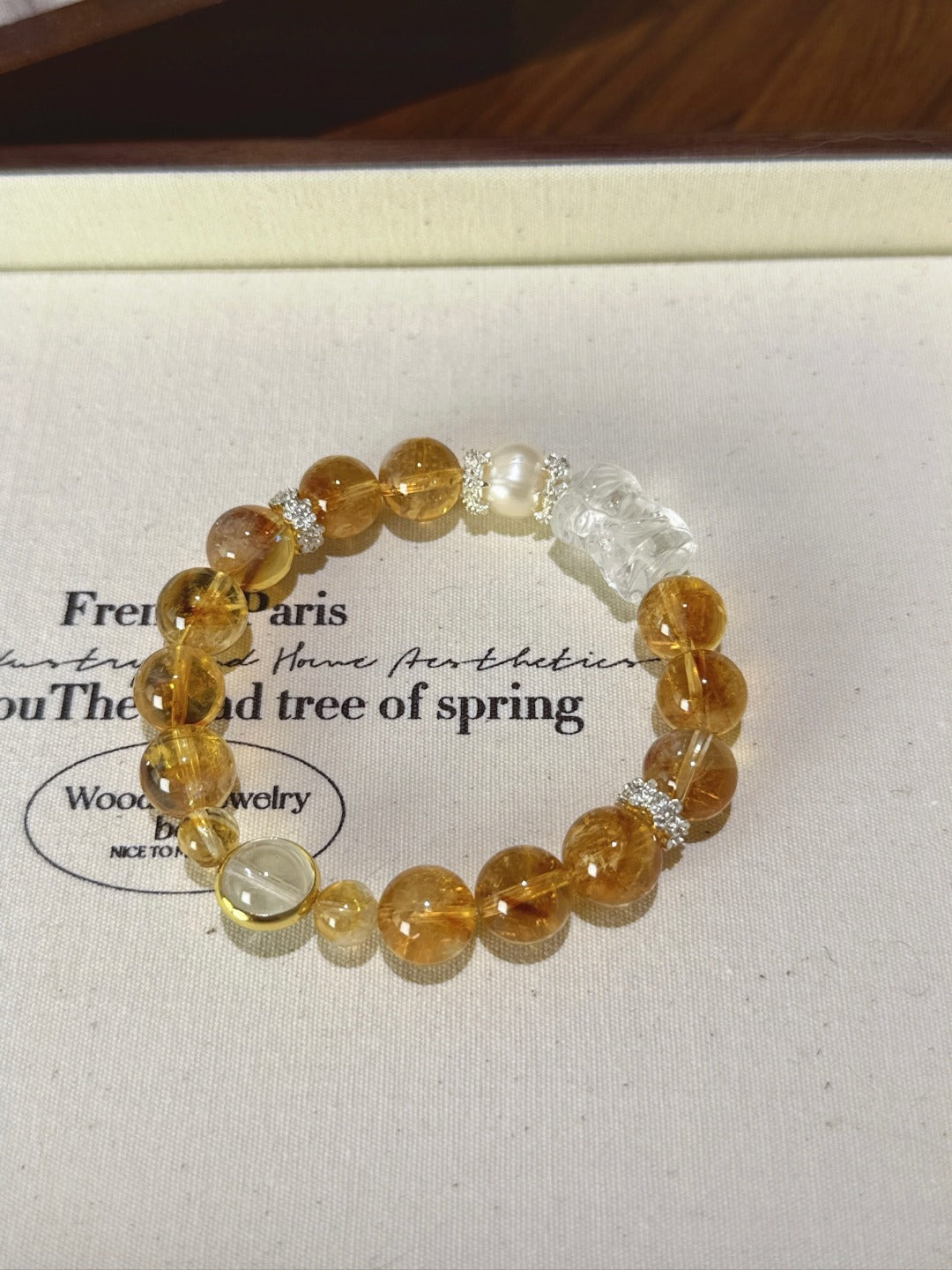 ▫️▪️ Yellow tower crystal pearl white crystal zakiram bracelet